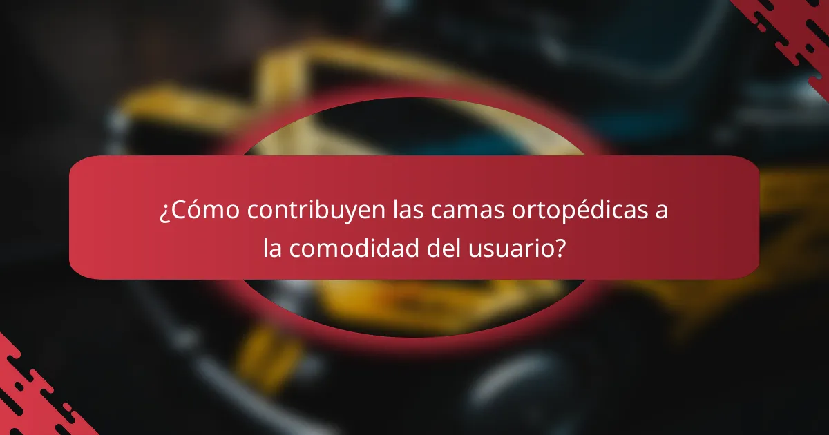 ¿Cómo contribuyen las camas ortopédicas a la comodidad del usuario?